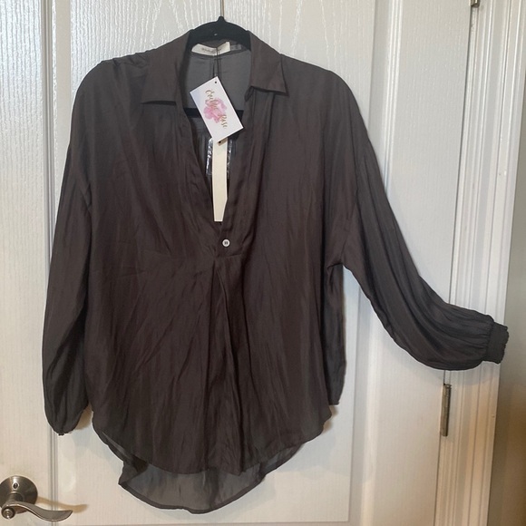 Mustard seed  charcoal  gray size S long sleeve top NWT - Picture 1 of 7